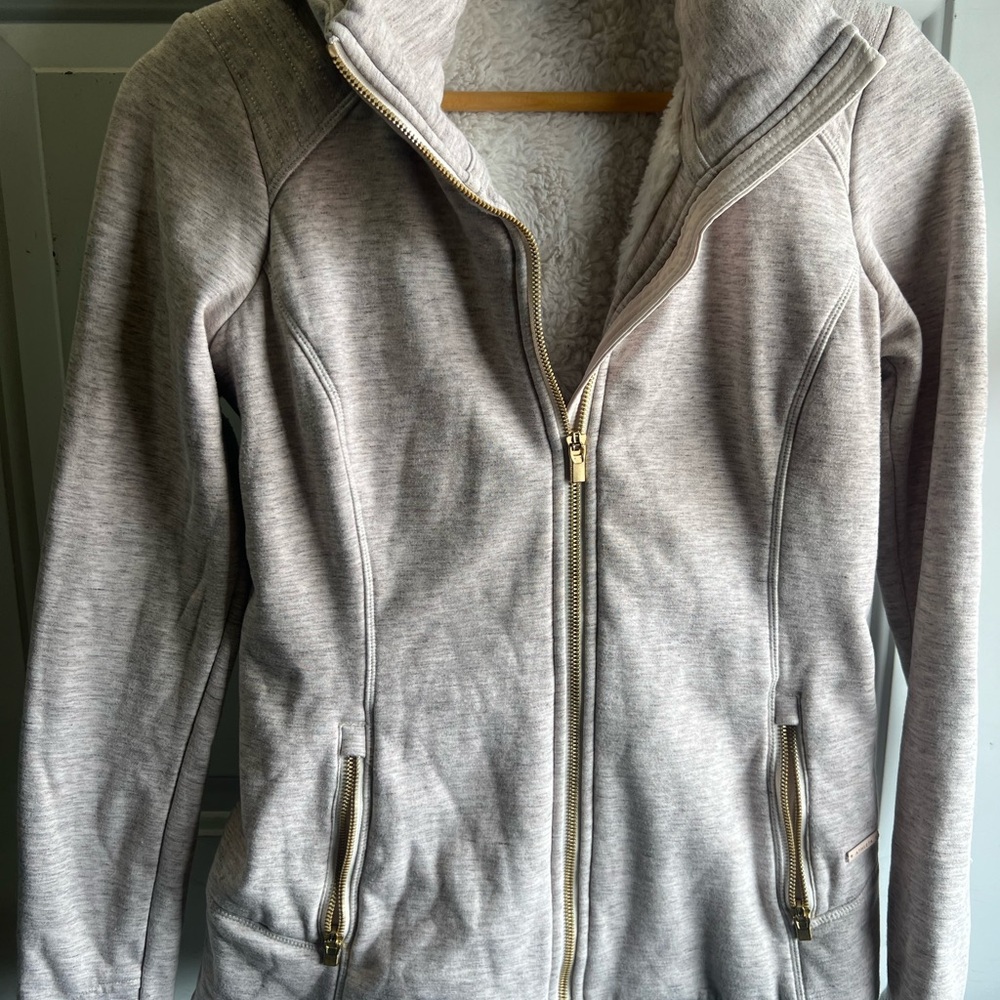 Athleta Gray and Cream Cozy Sweater